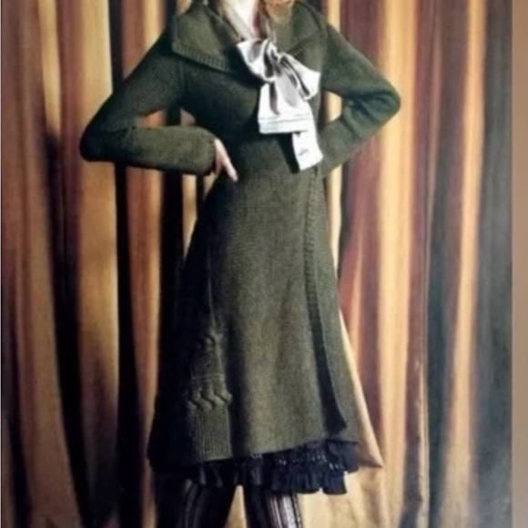 RARE Anthropologie Moth “Shooting Party” wool blend cable knit long cardigan - Picture 4 of 11